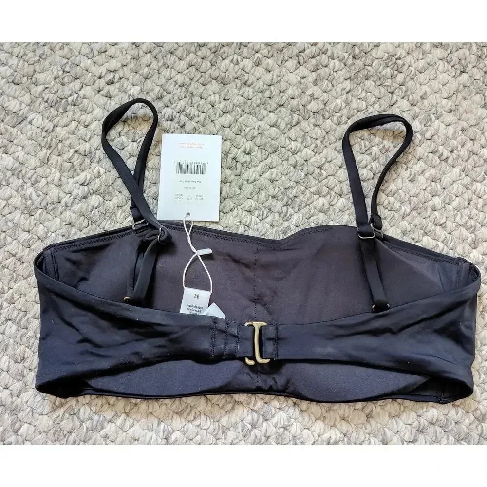 The Bora‎ Bora Convertible Black Bikini Swim Top Sz M Removable Straps Strapless
